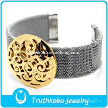 TKB-B0222 Gold Silver Tone Charms Stainless steel Mesh Bracelet